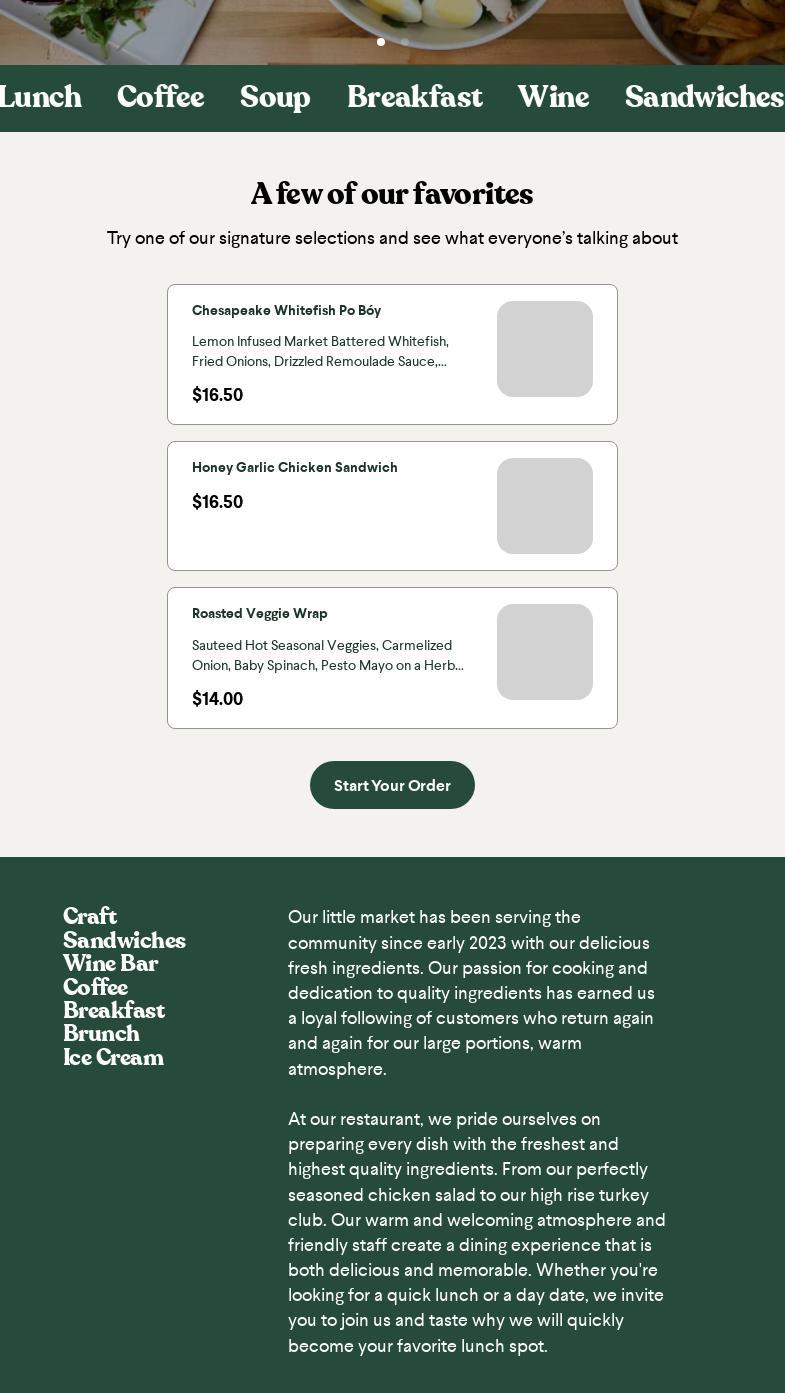 Stonerail Market Menu