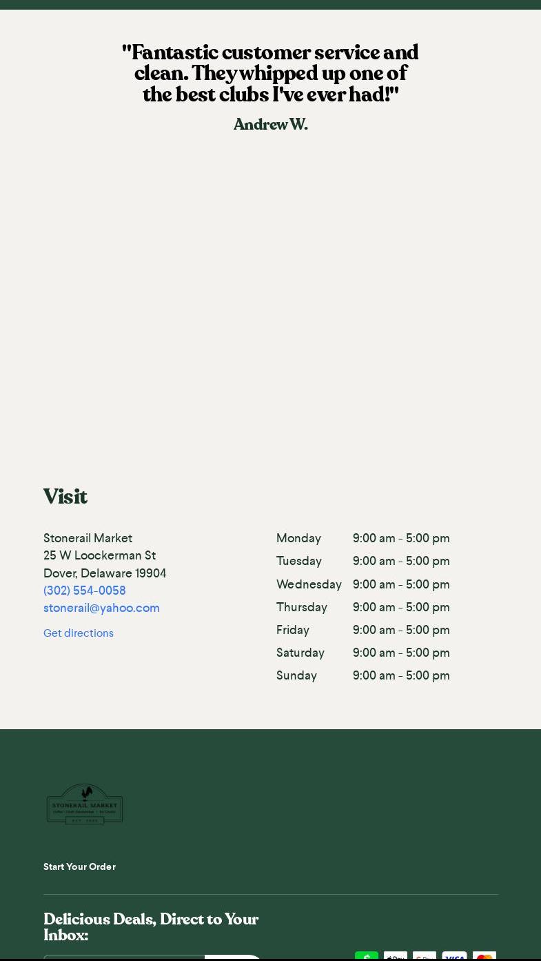 Stonerail Market Menu