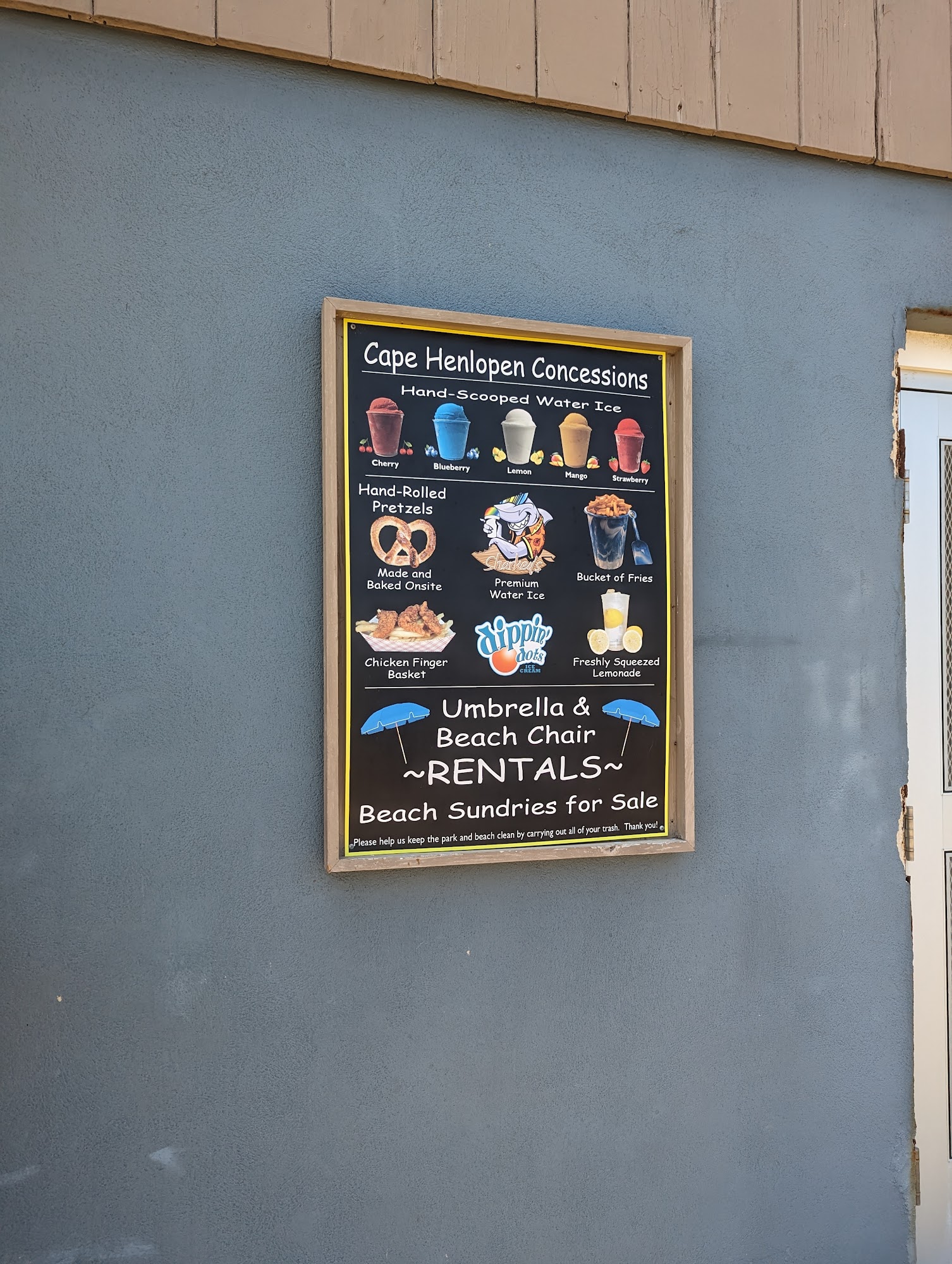 Cape Henlopen Concessions Menu