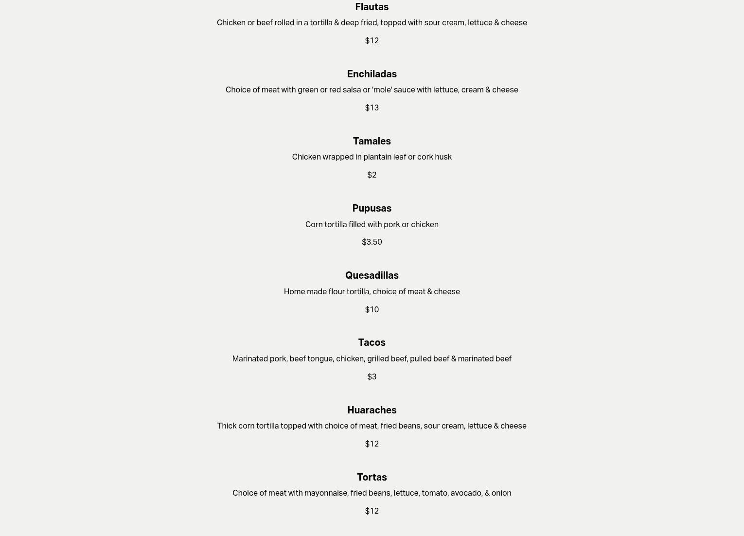 Rosicell Restaurant Menu