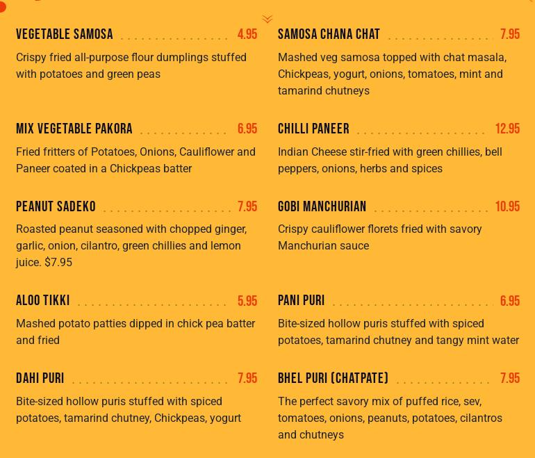 Everest Indian Cuisine Menu