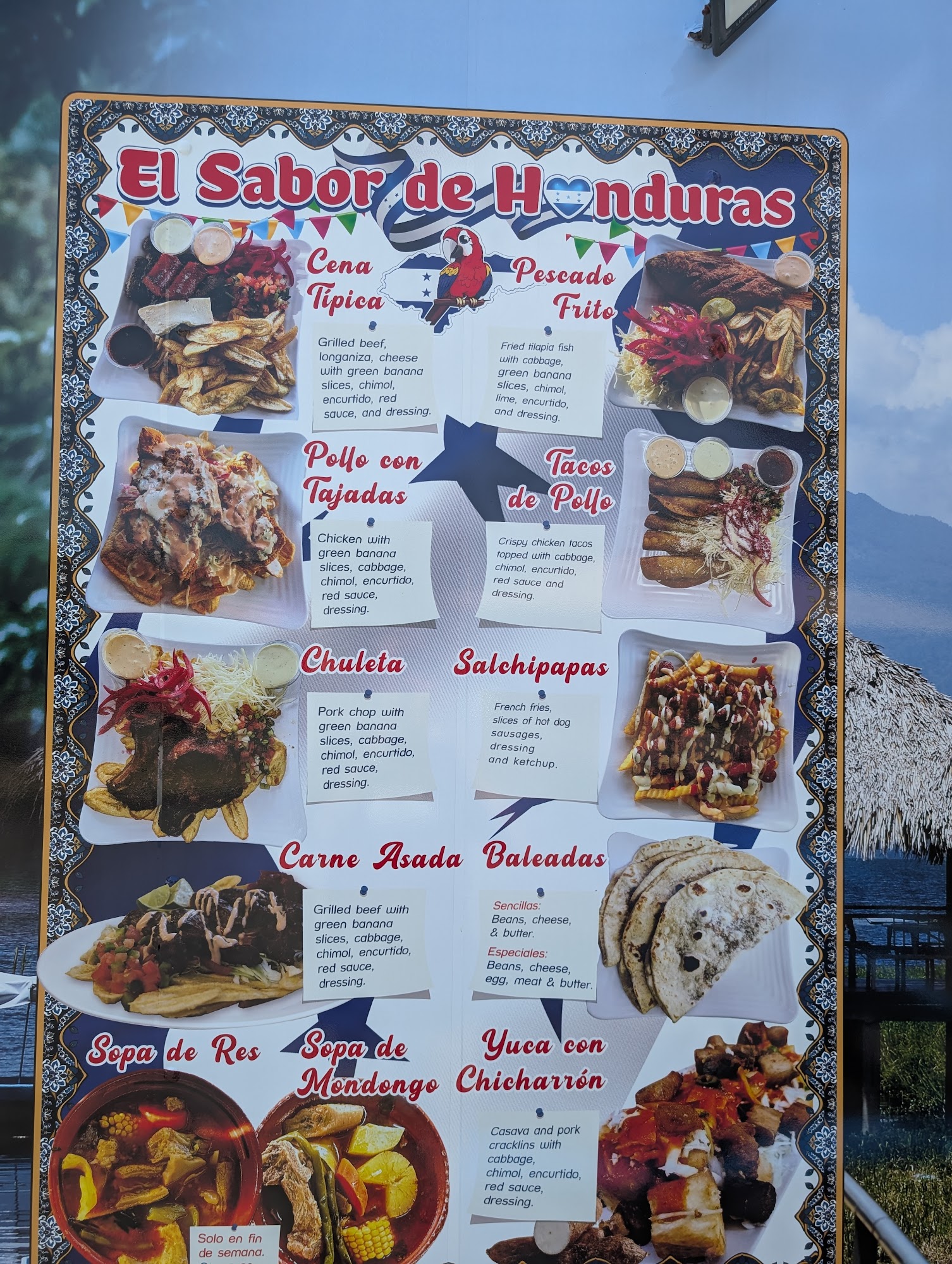 El Sabor de Honduras Menu