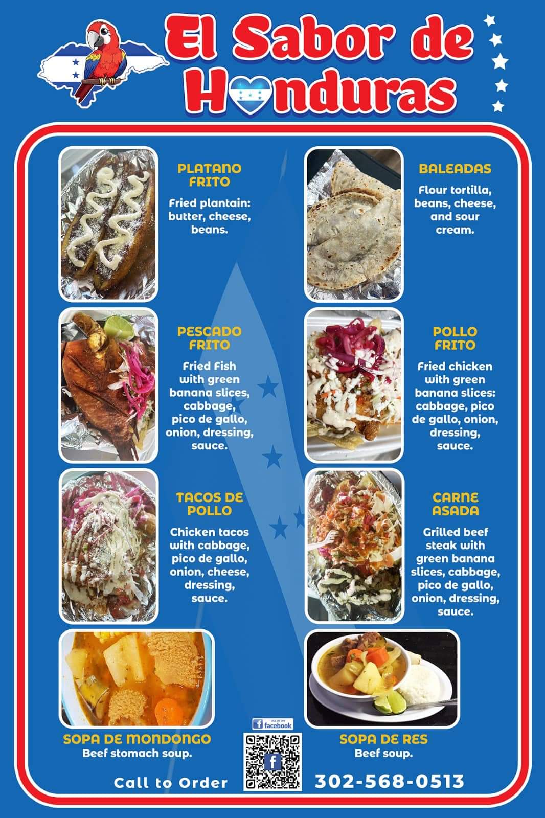 El Sabor de Honduras Menu