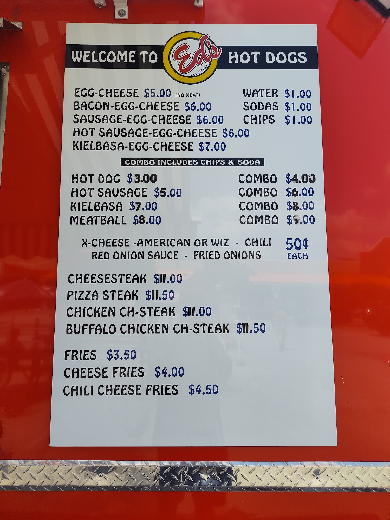 Ed's Hot Dogs Menu