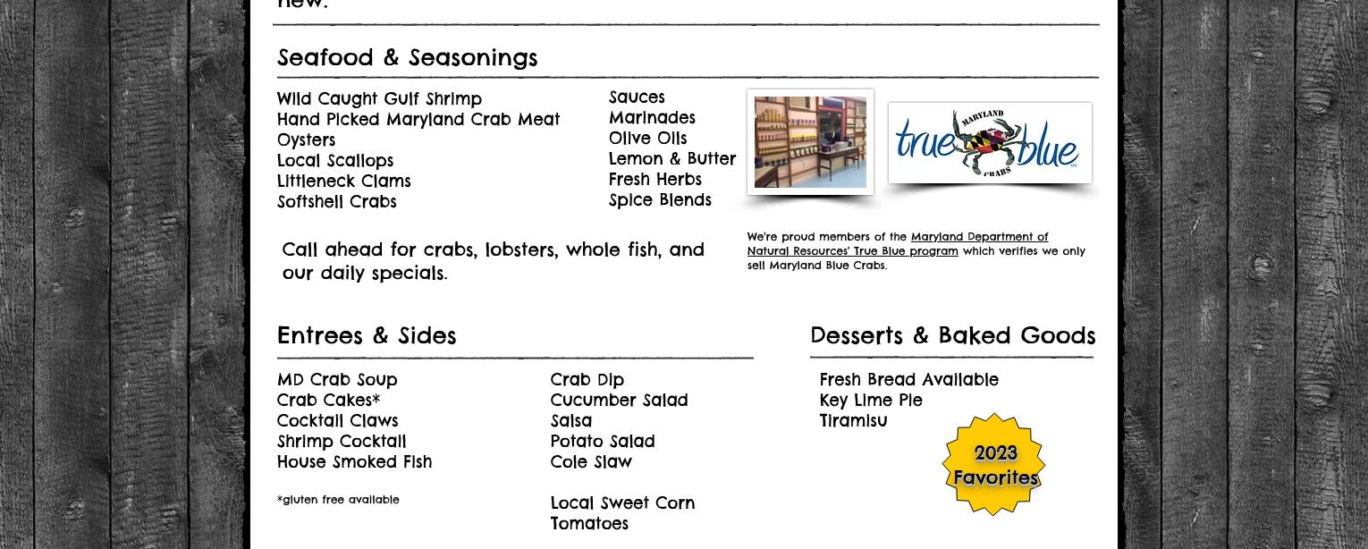 Tom & Terry's Seafood Market Menu