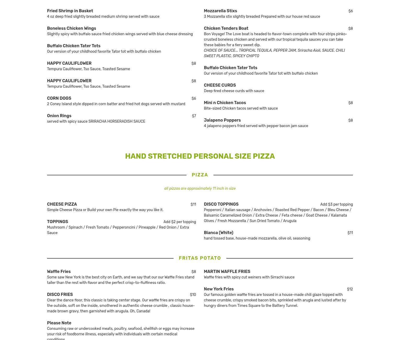 Diego's Bar Nightclub, Rehoboth Avenue Extension, Rehoboth Beach, DE Menu