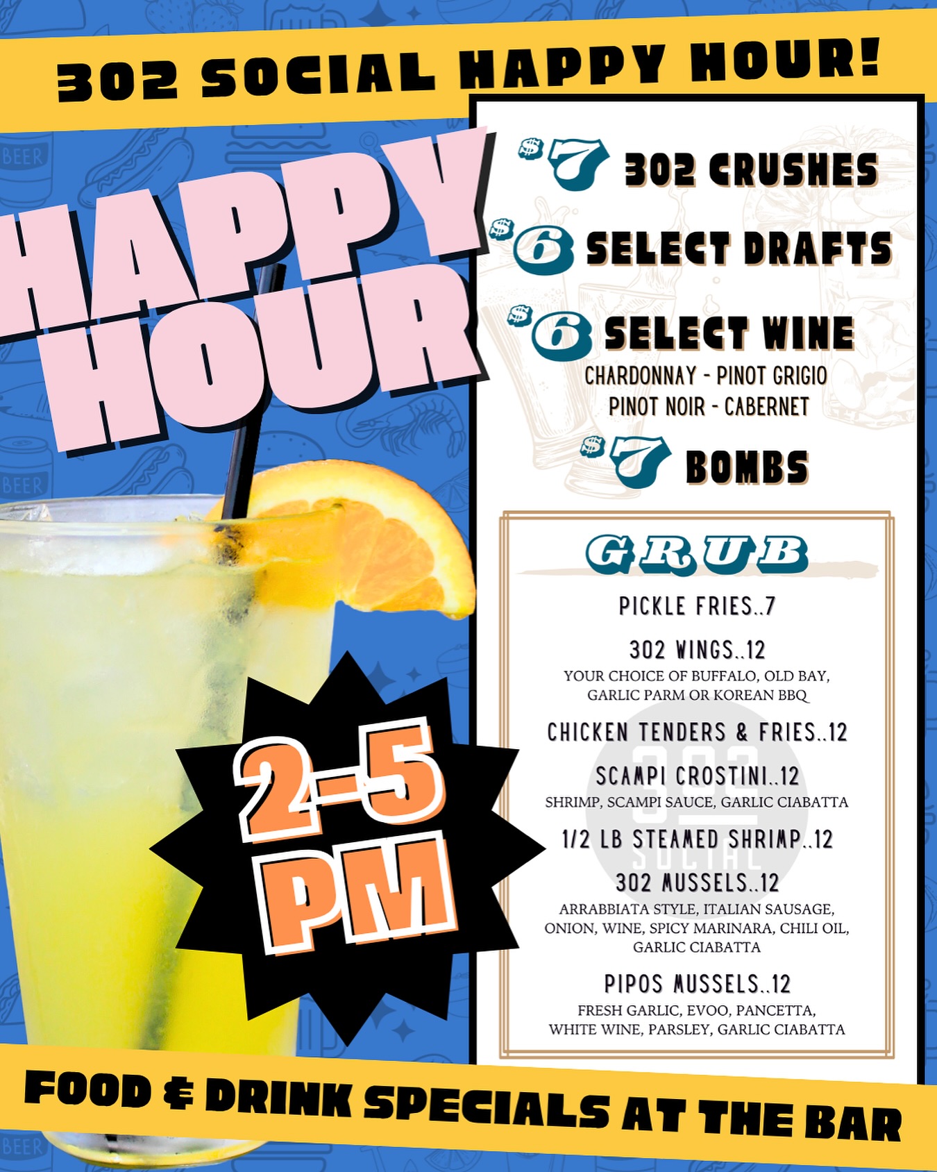 302 Social Eatery and Barroom Menu