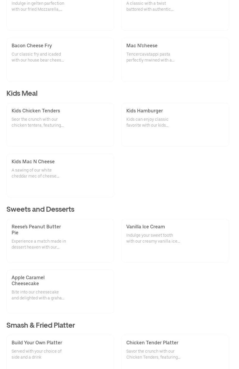 Smashed and Fried Menu