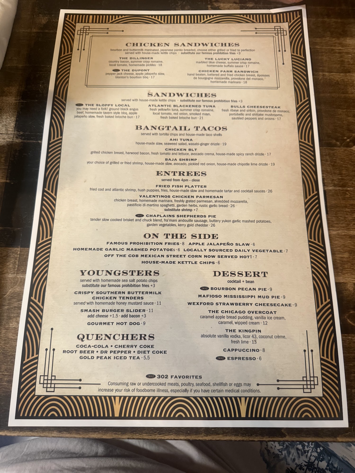 The Local Bootlegging Co. (Formerly 302 The Local) Menu