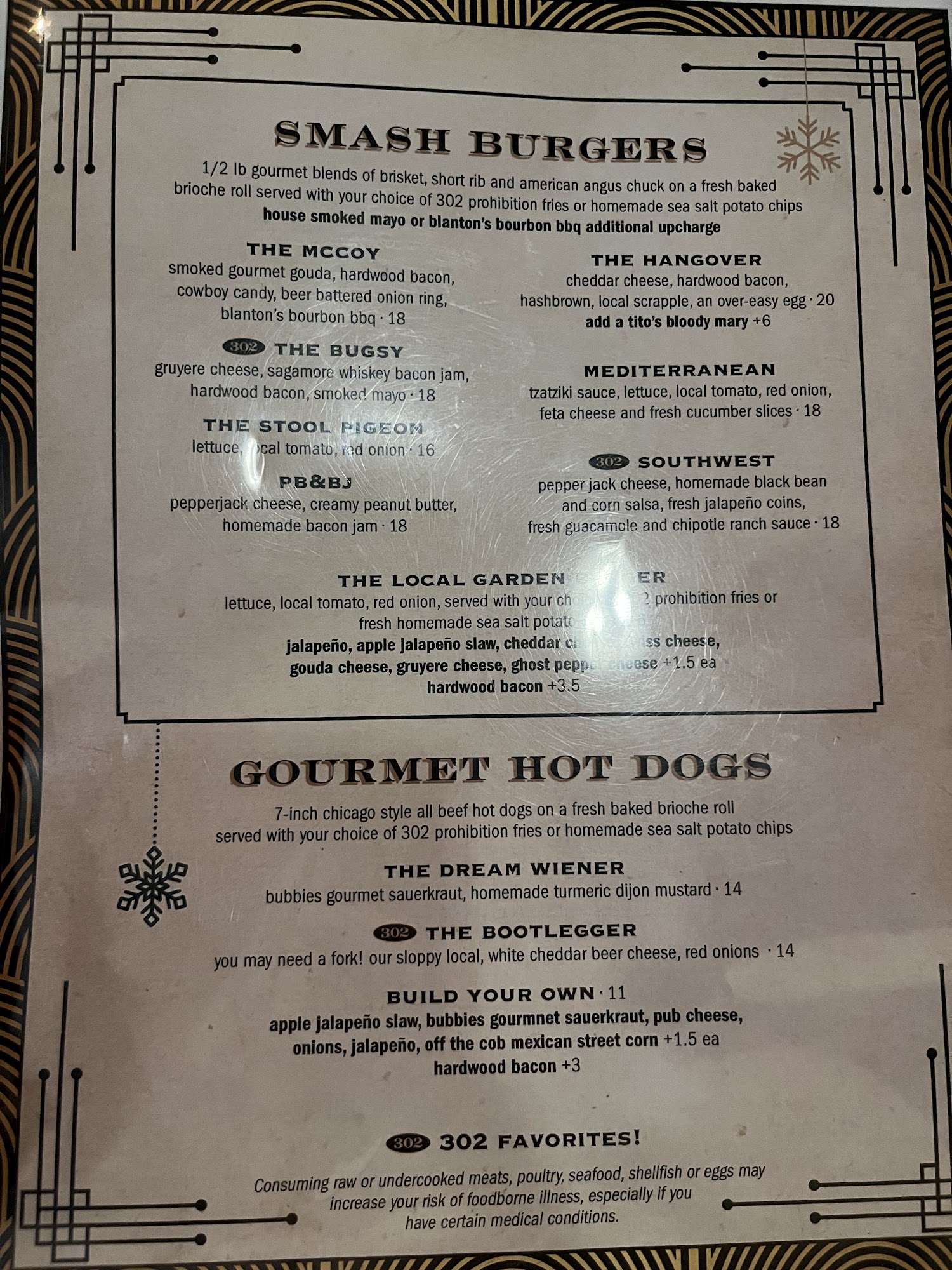 The Local Bootlegging Co. (Formerly 302 The Local) Menu