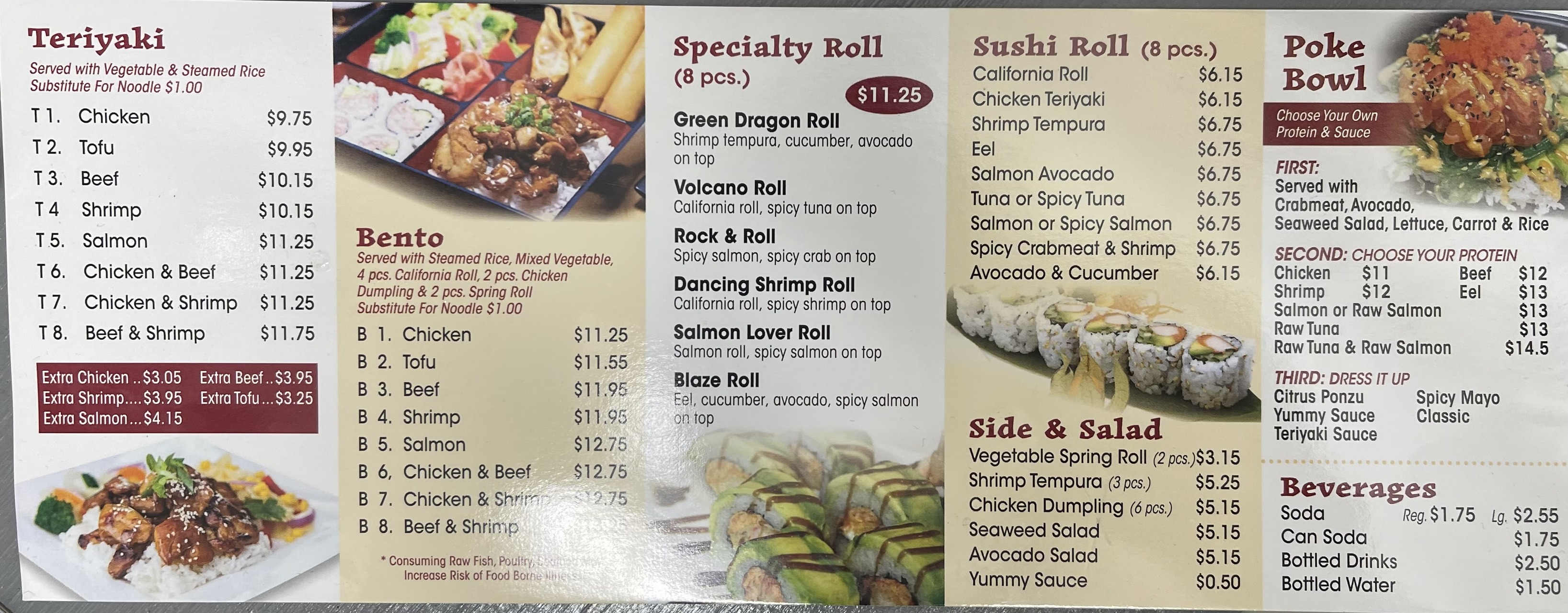 Blaze Teriyaki Menu