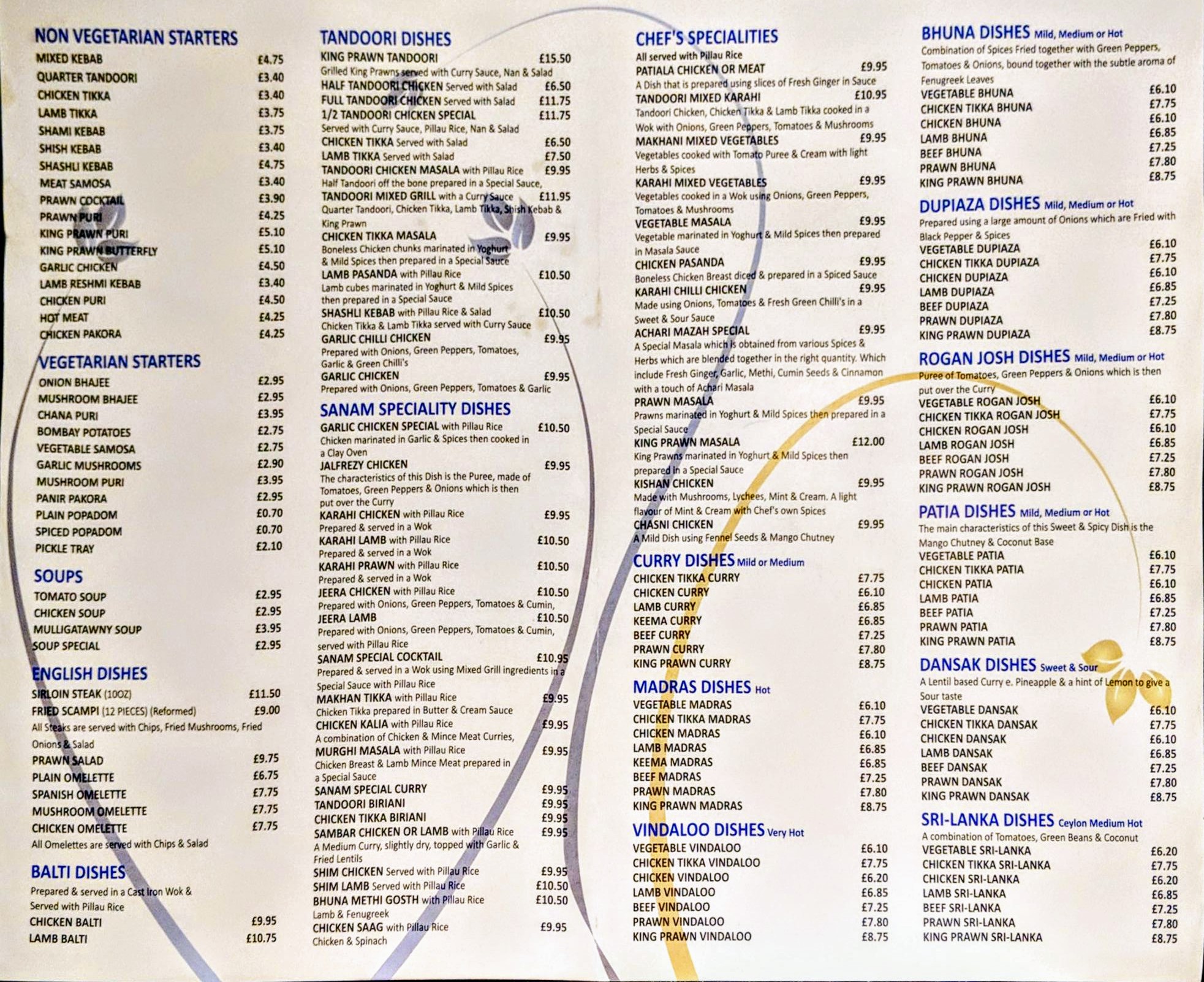 Sanam Menu