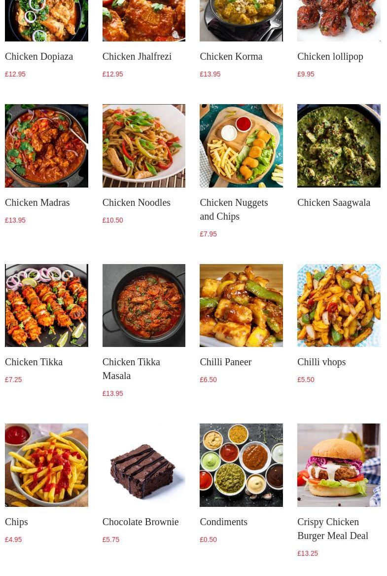 Hartington spice Menu