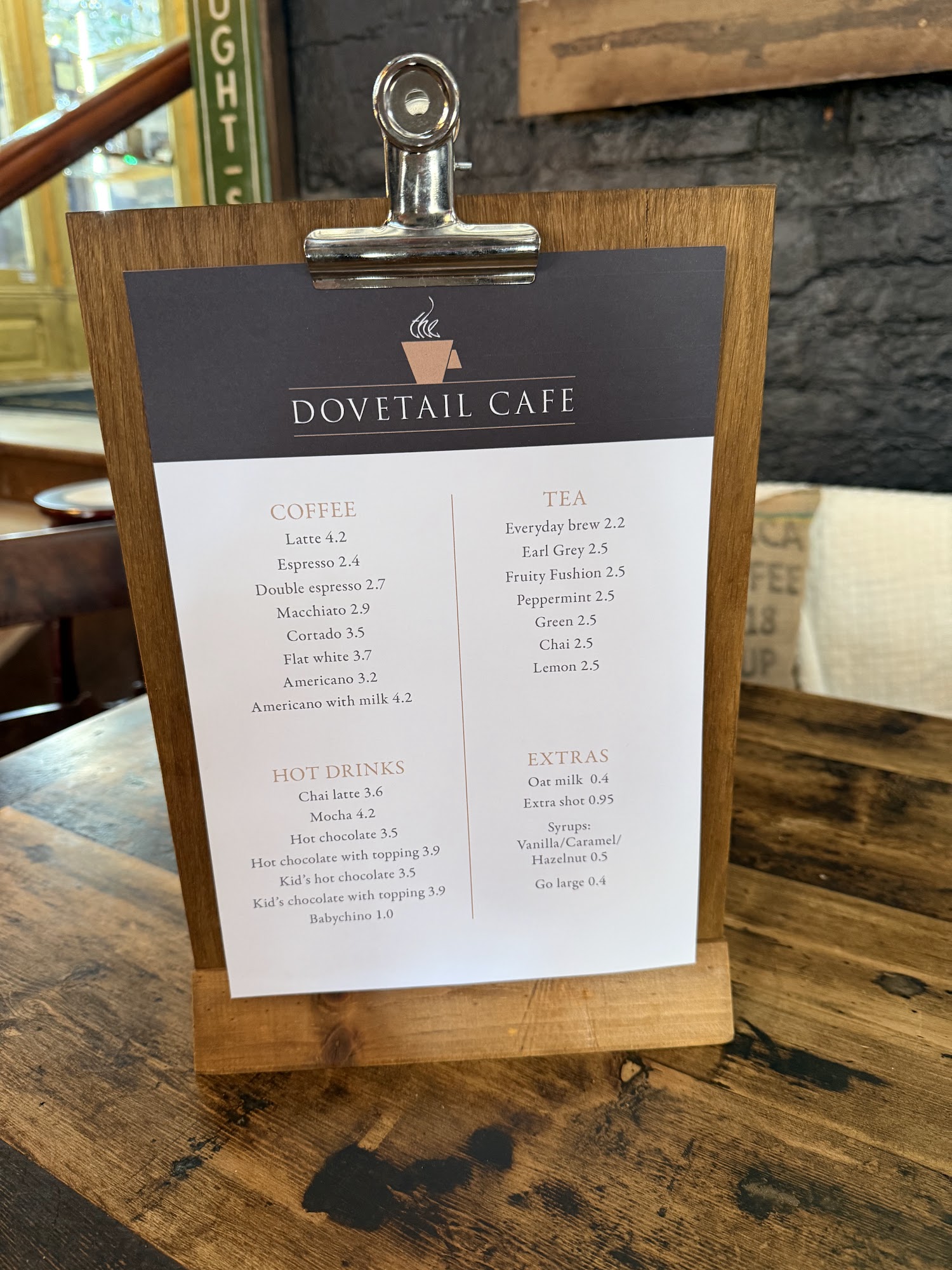 The Dovetail Café Menu