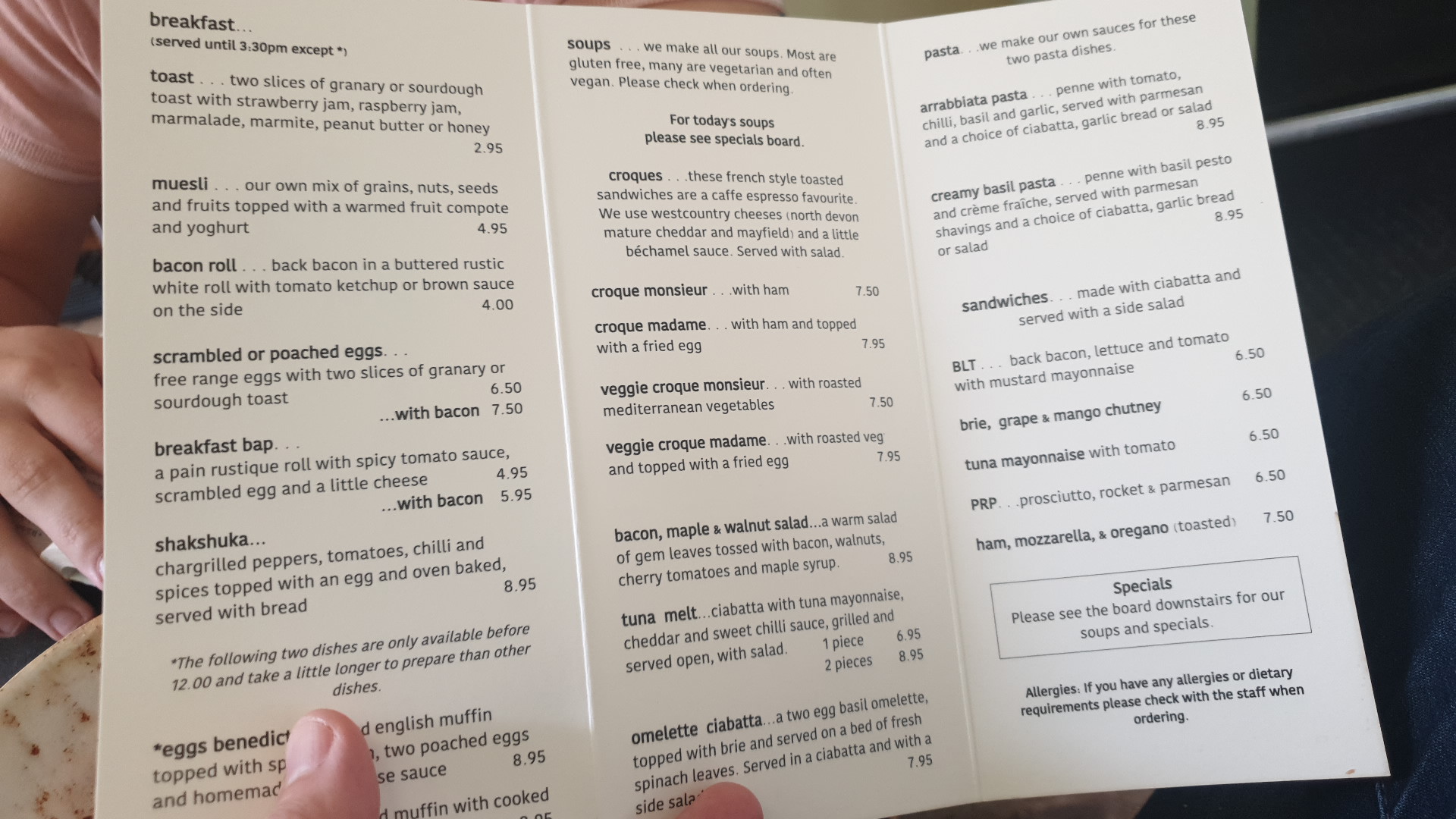 Caffe Espresso Menu
