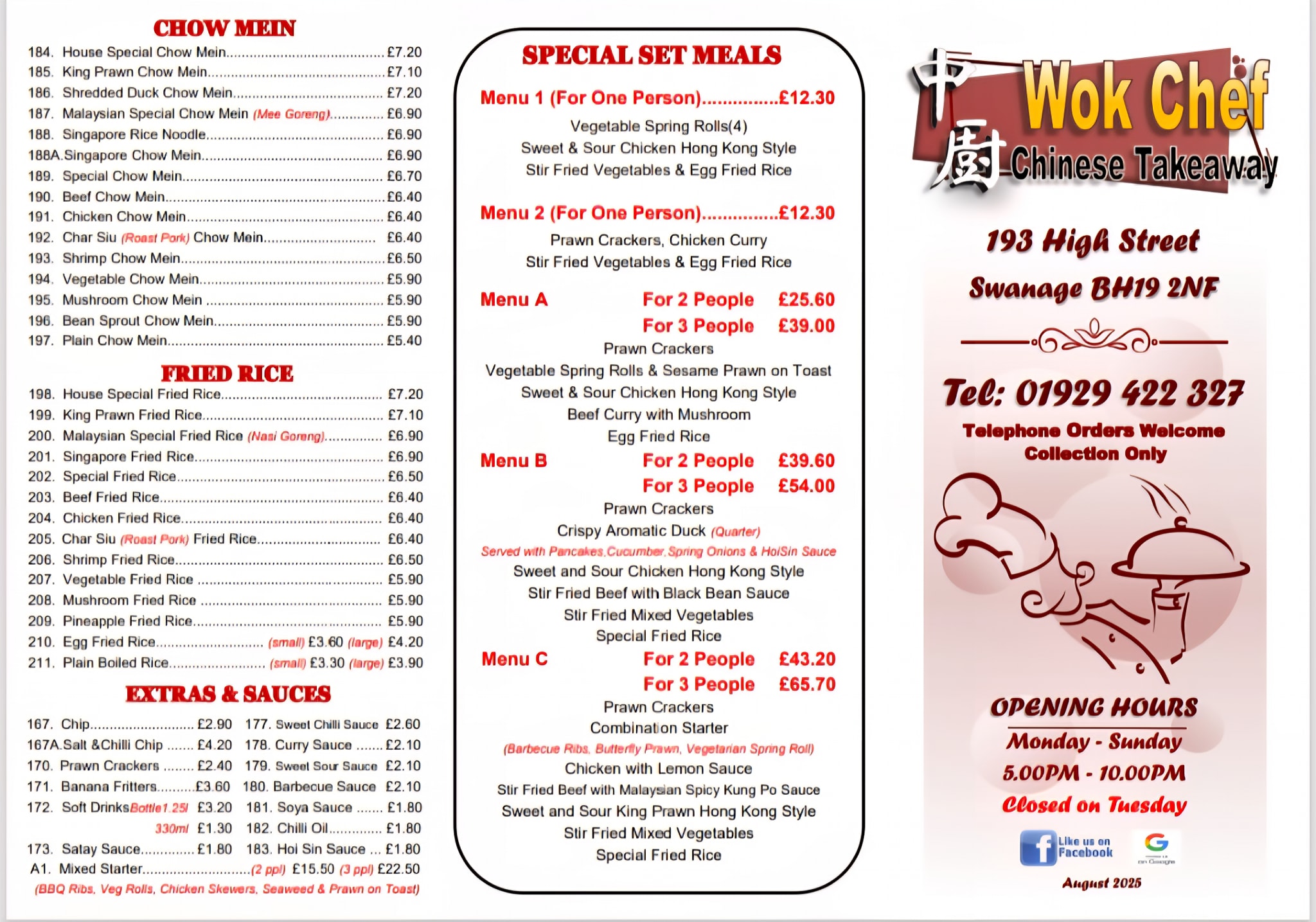 Wok Chef Chinese Take Away Menu