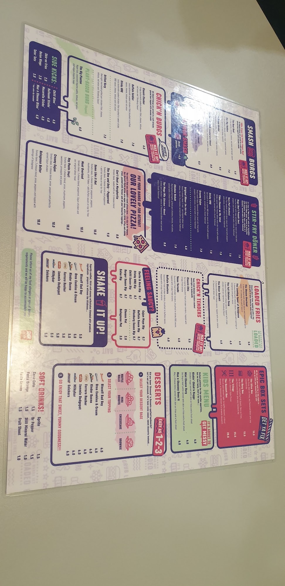 Sliceburg Menu