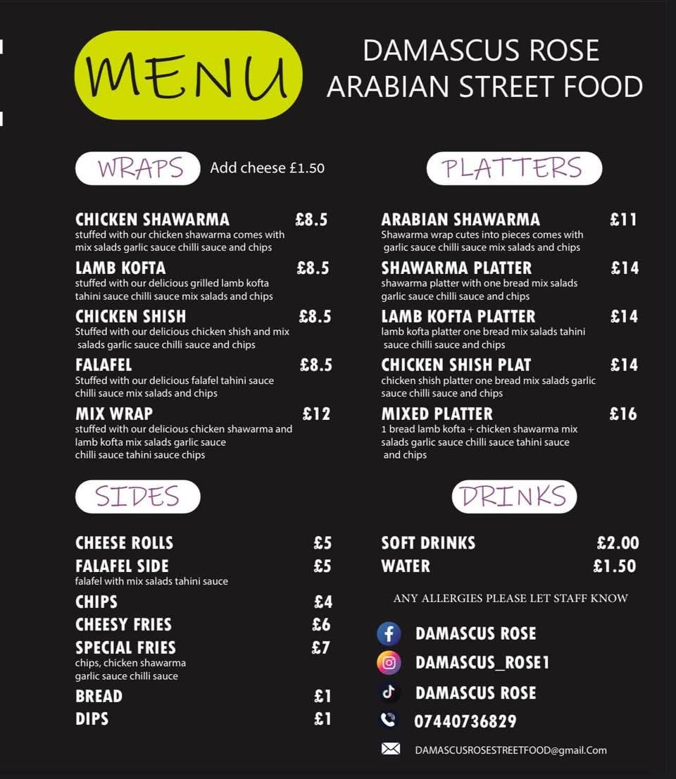 Glendenning Arms Menu