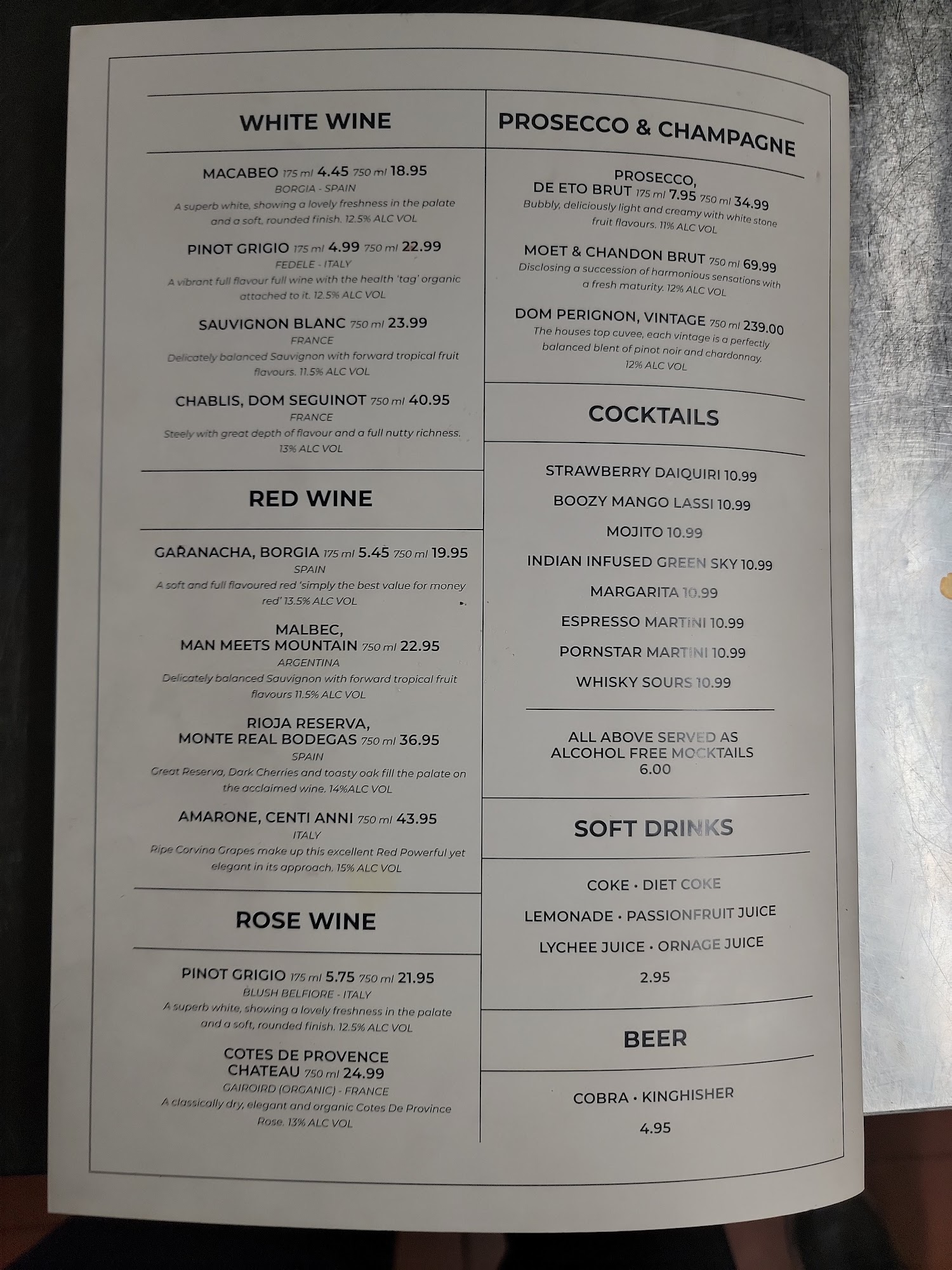 Cafe Bengal Menu