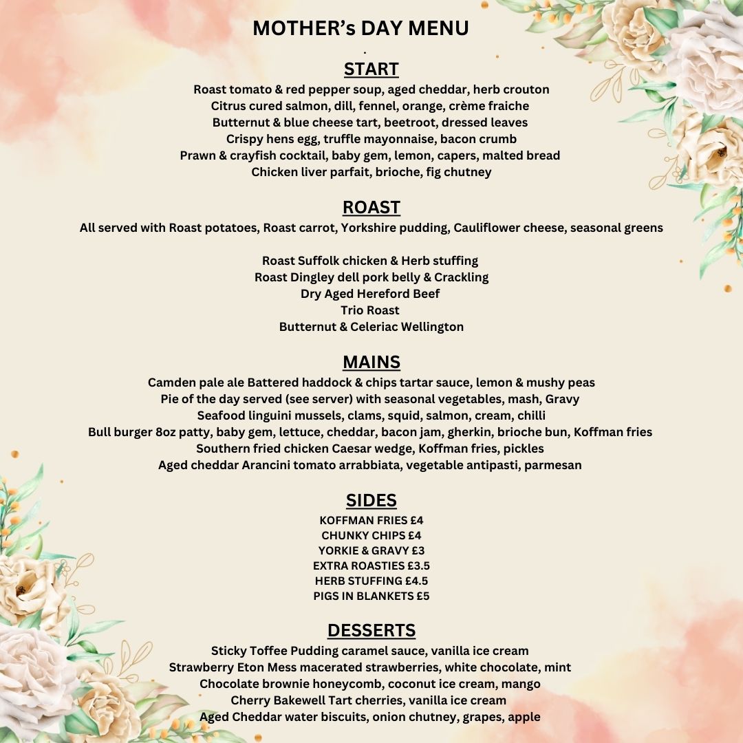 The Bull & Willow Room Menu