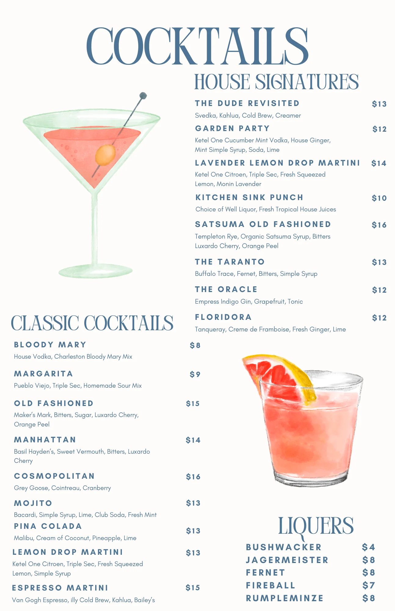 Apalachicola Yacht Club Menu