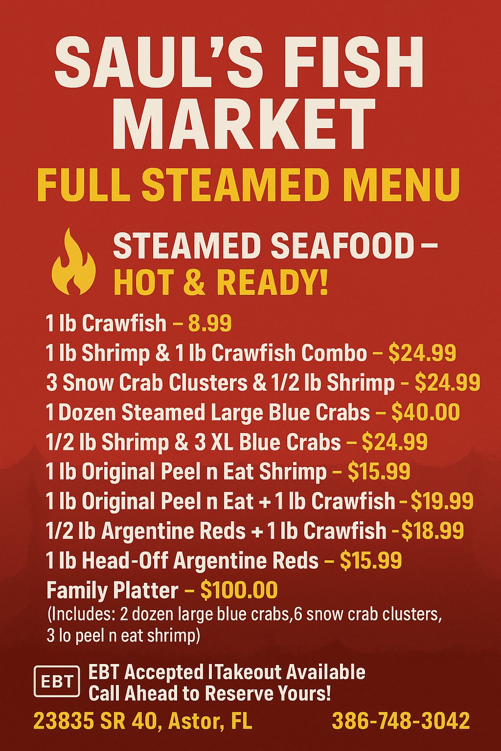 Saul's Fish Market Menu