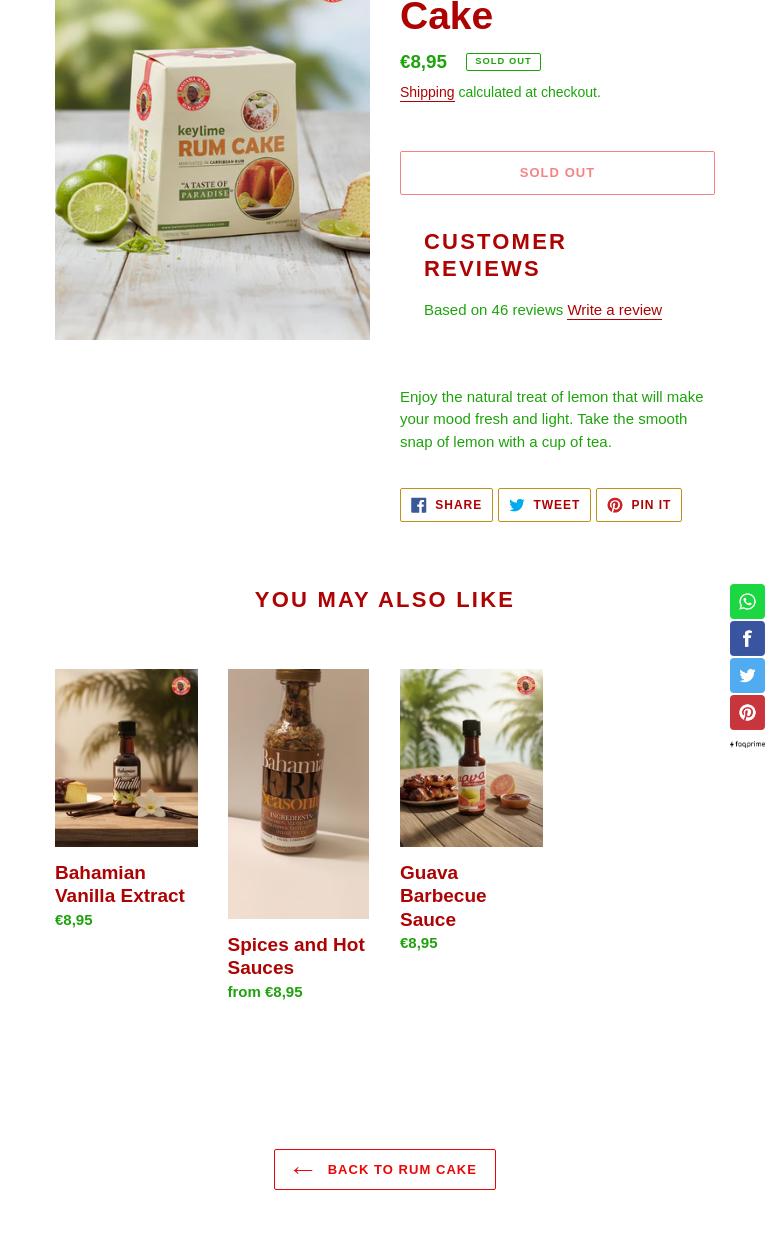 Happy Island Rum Cakes Menu