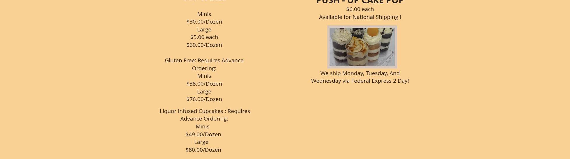 Jodi's Cupcakes & More Menu