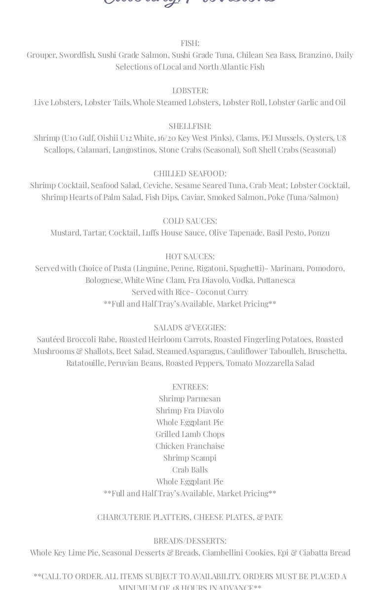 Luff's Fish Market Menu