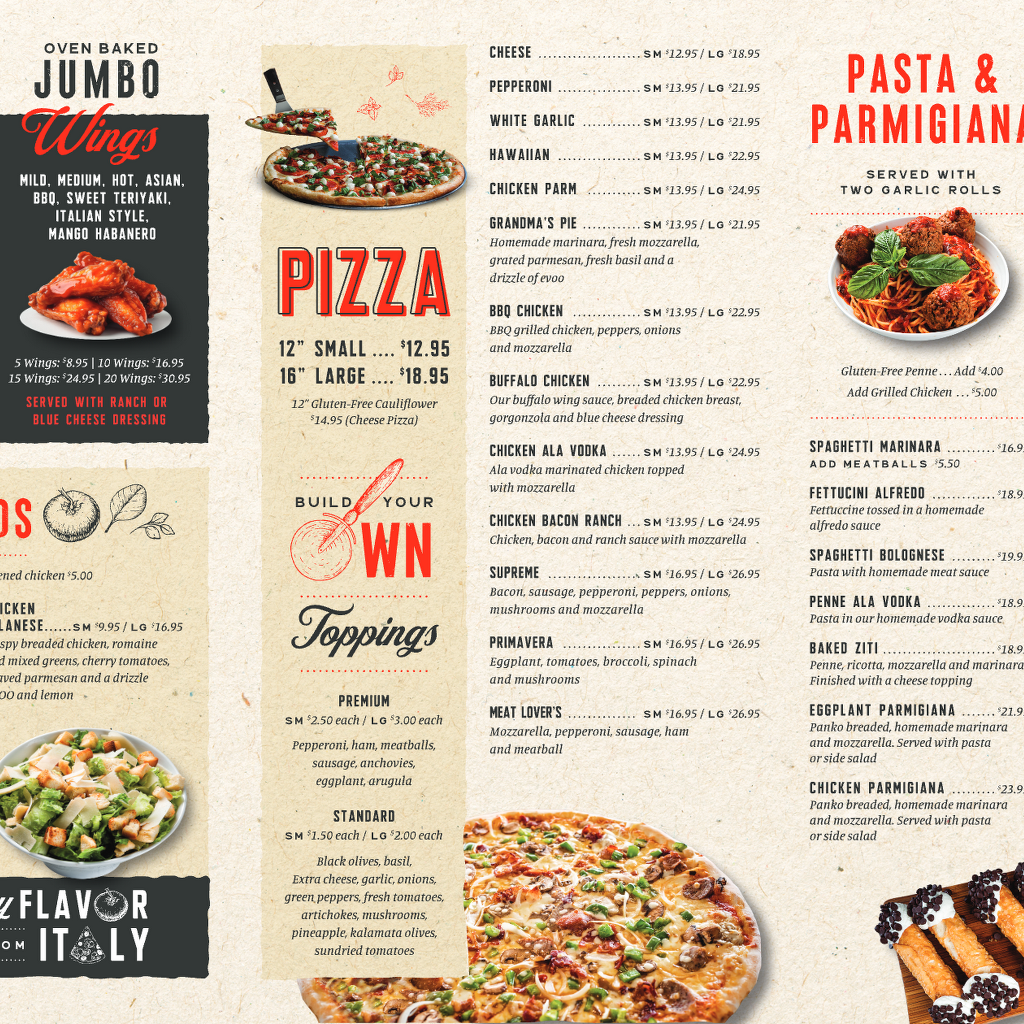 Cannoli Kitchen Pizza Menu