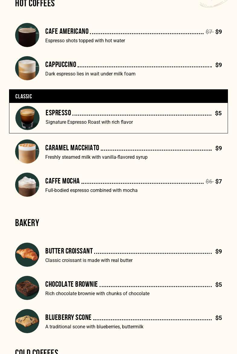 Espresso Joint Menu