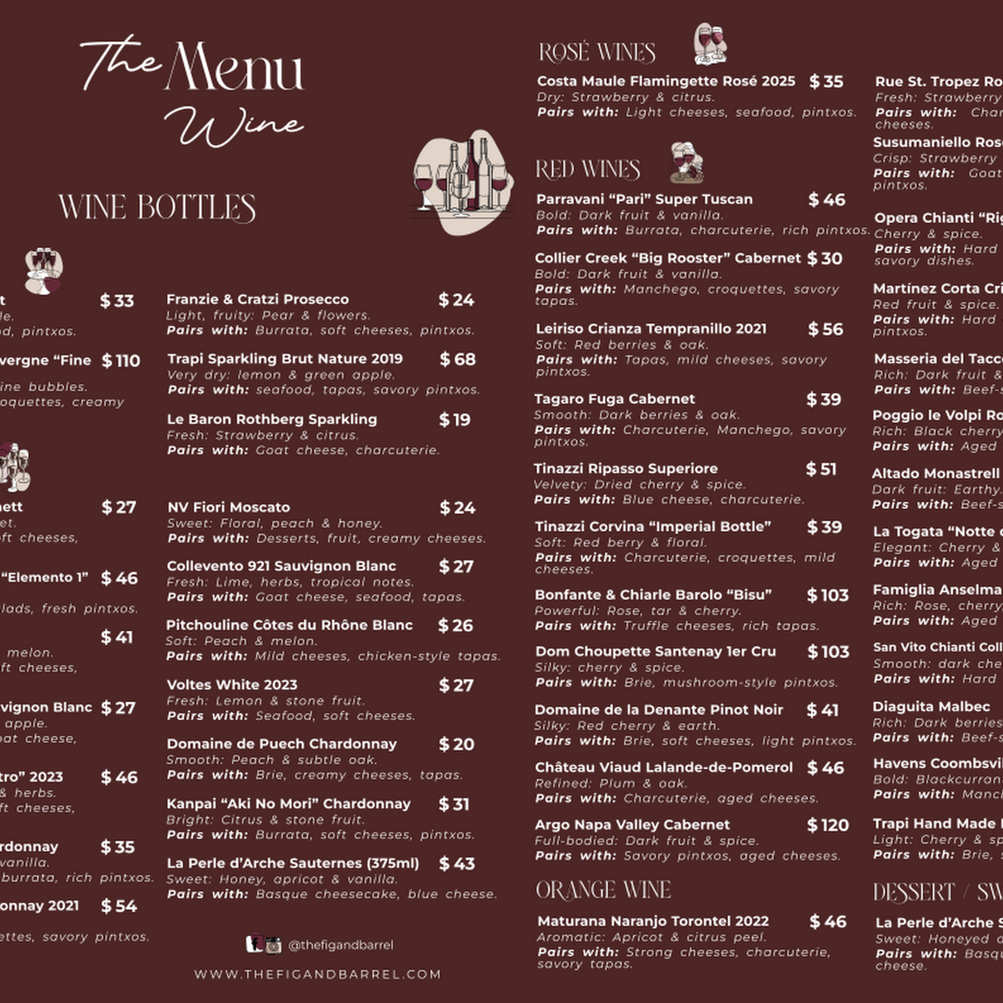 The Fig & Barrel Menu