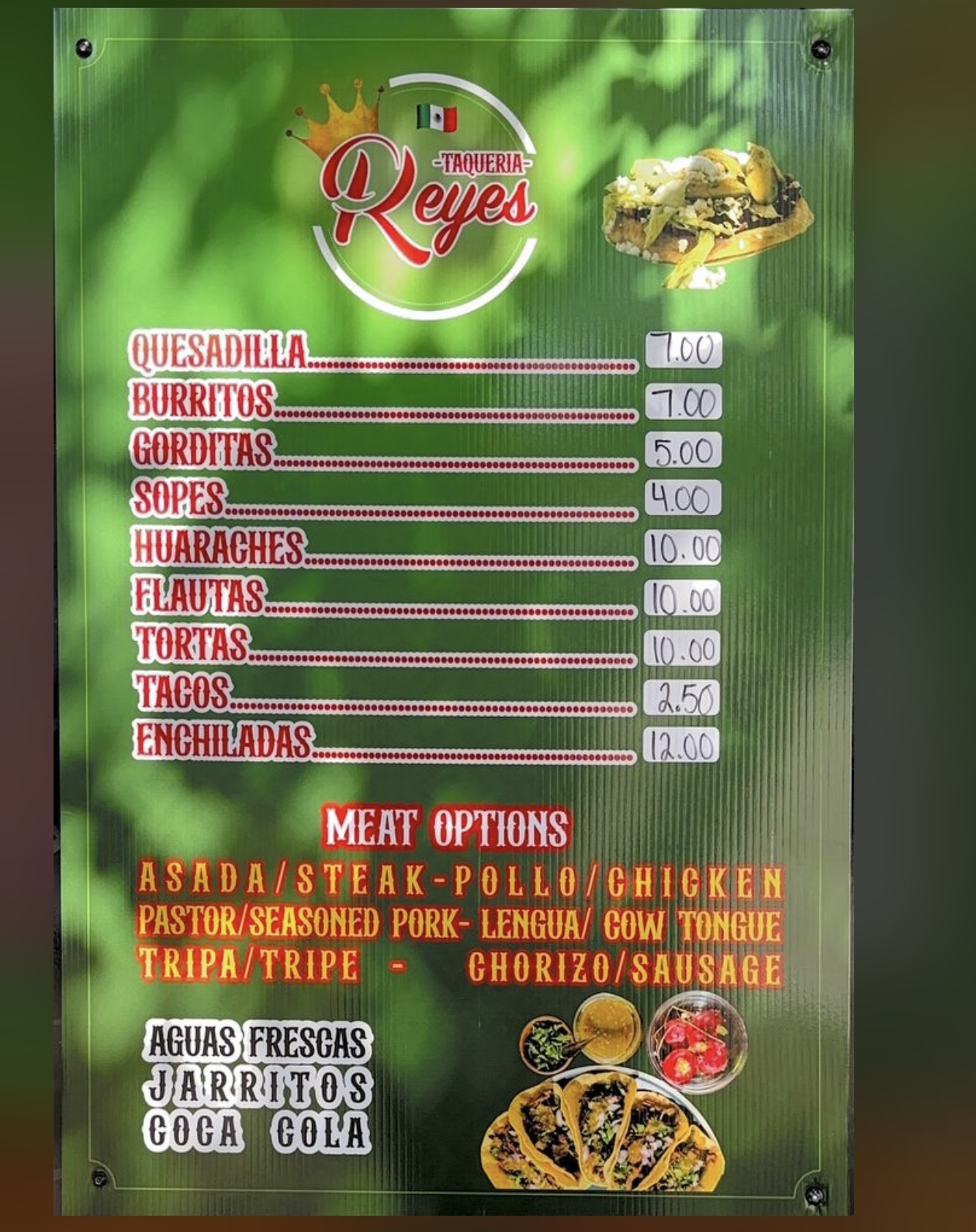 Taqueria Reyes Menu