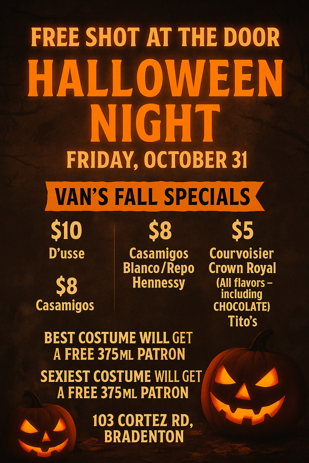 Van’s Bar and Liquors Menu