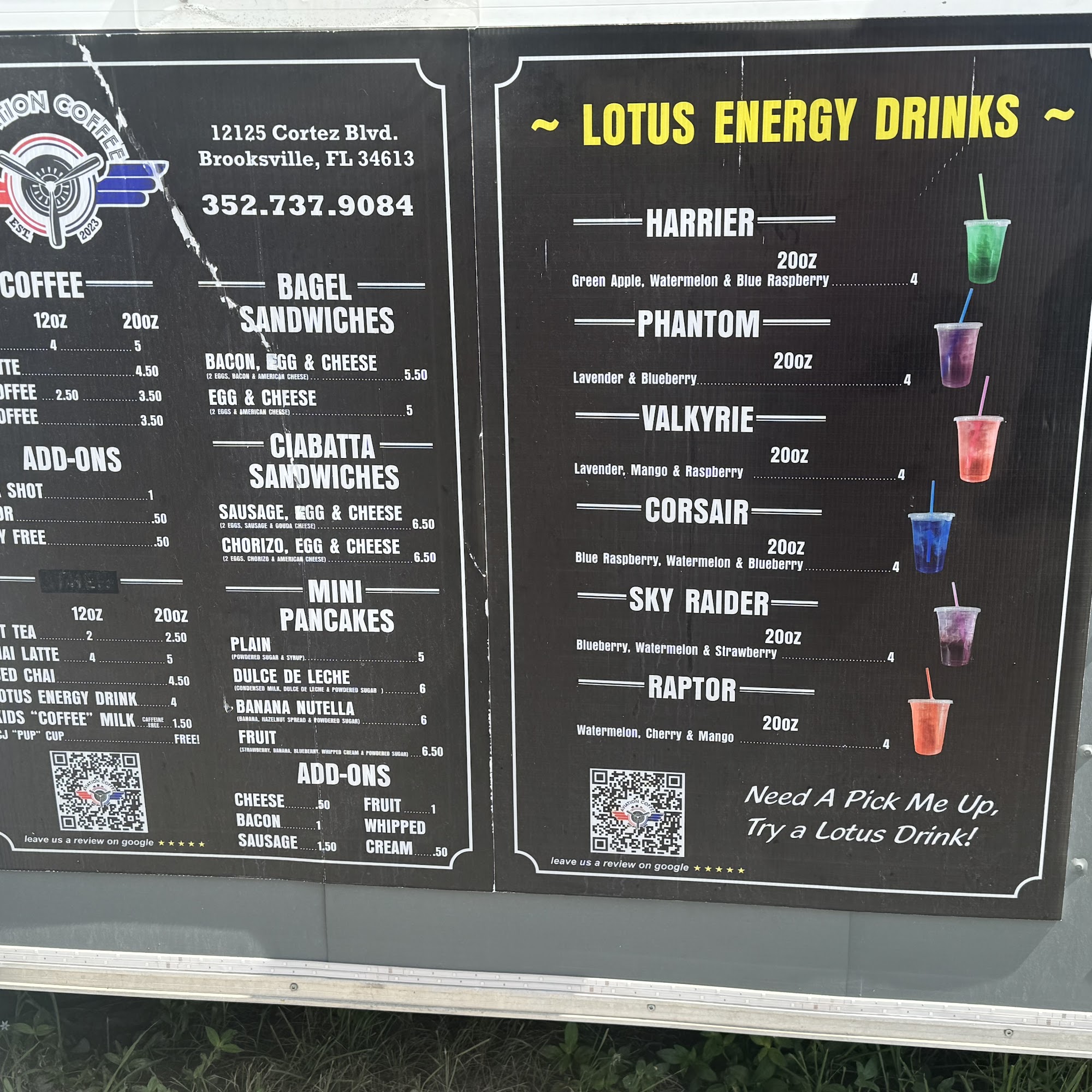 Aviation Coffee Menu