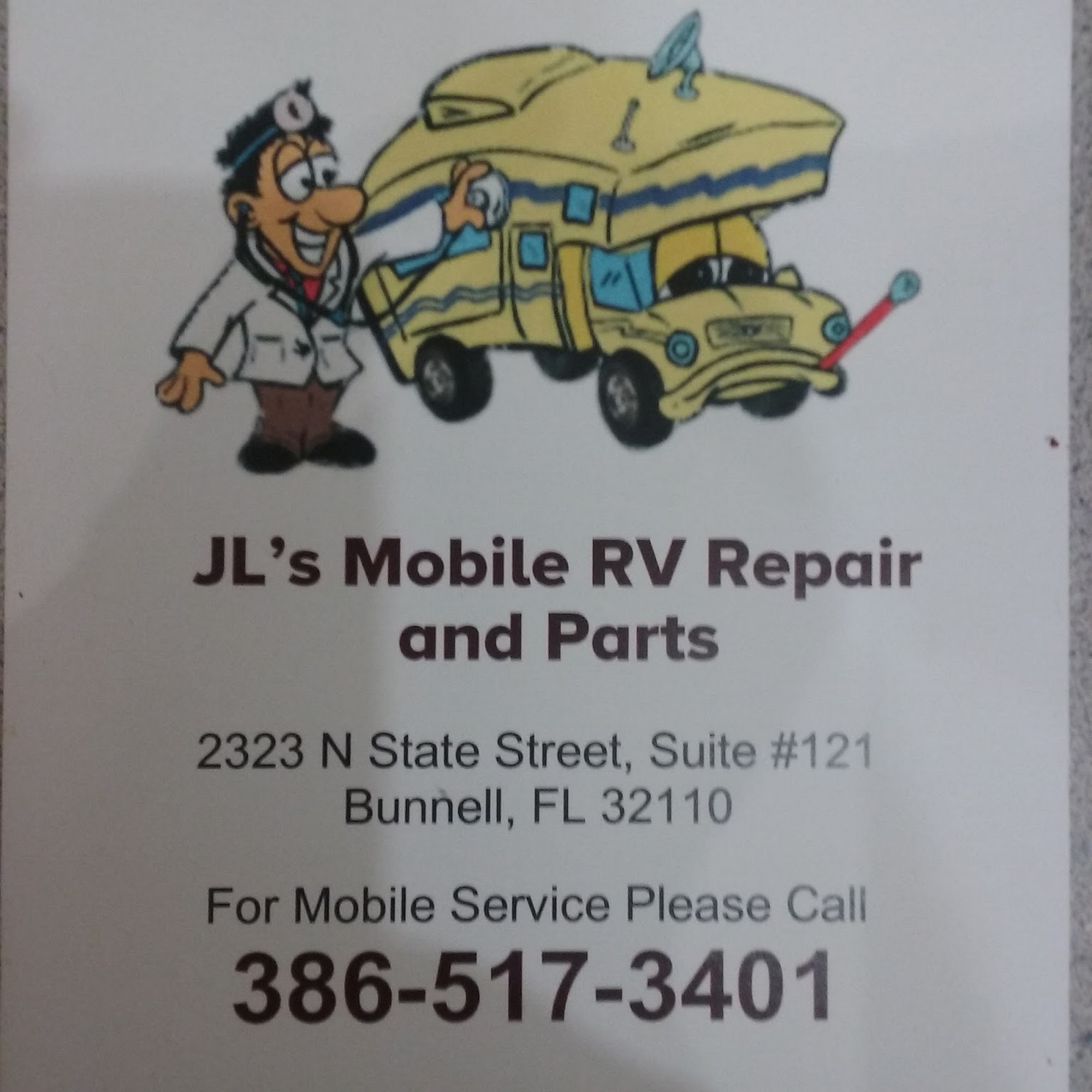 JL's Mobile RV repair LLC. 2323 N State St UNIT 121, Bunnell Florida 32110