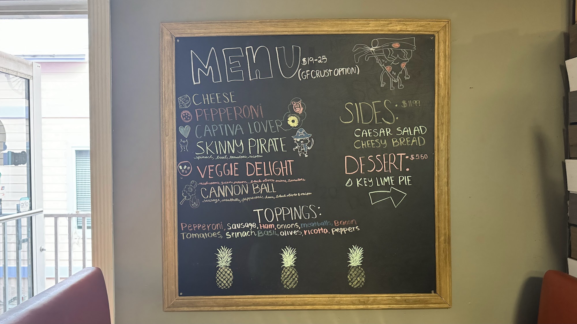 Captiva Island Pizza Menu