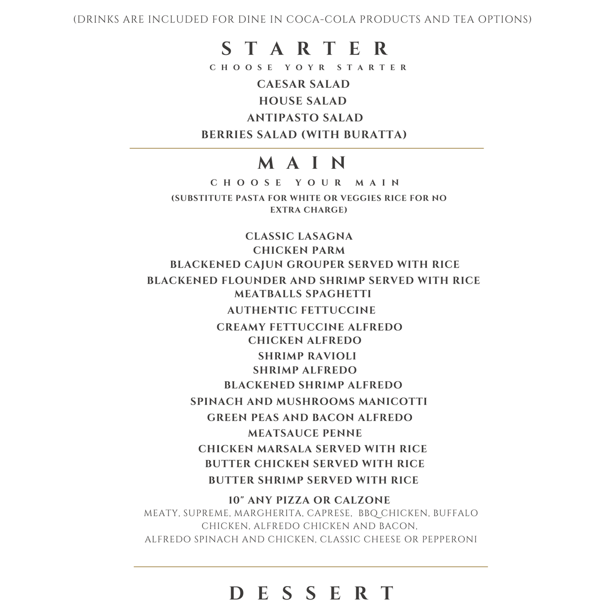 5 flags Italian Kitchen Menu