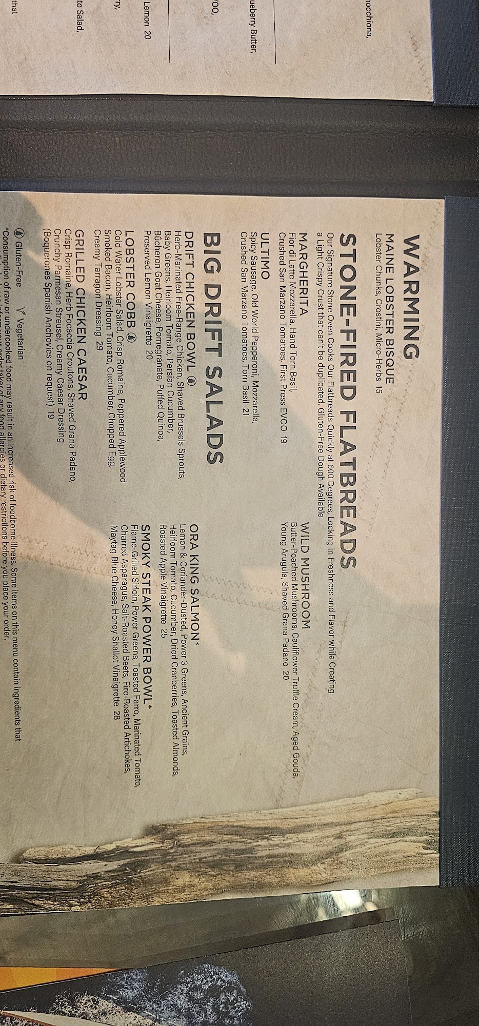 Drift - Opal Sol Resort Menu