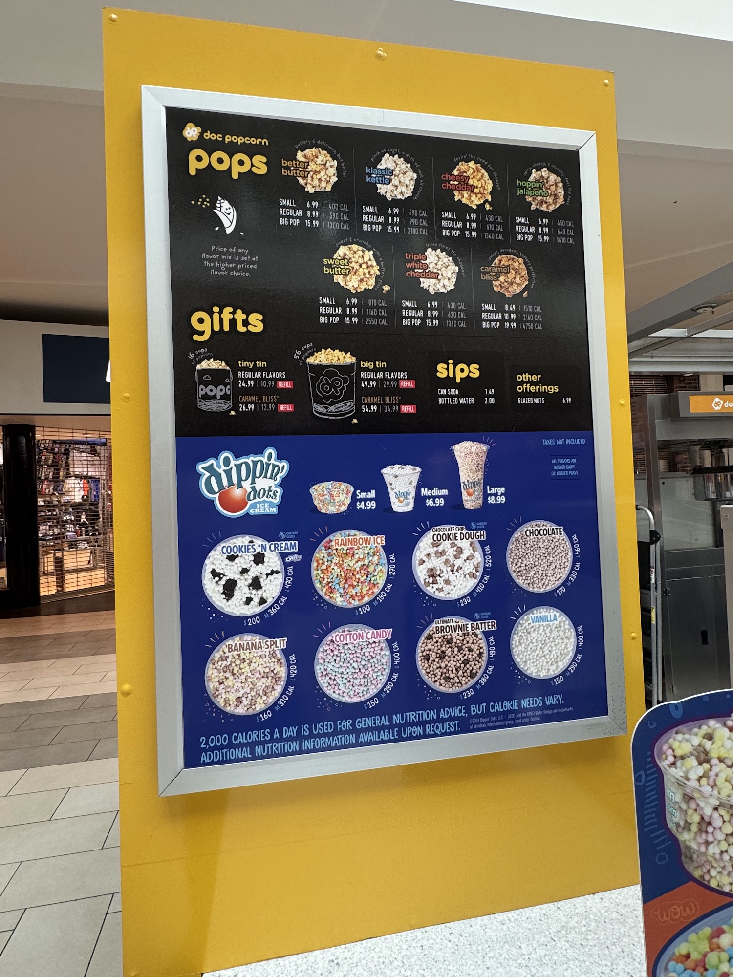 Dippin' Dots Menu