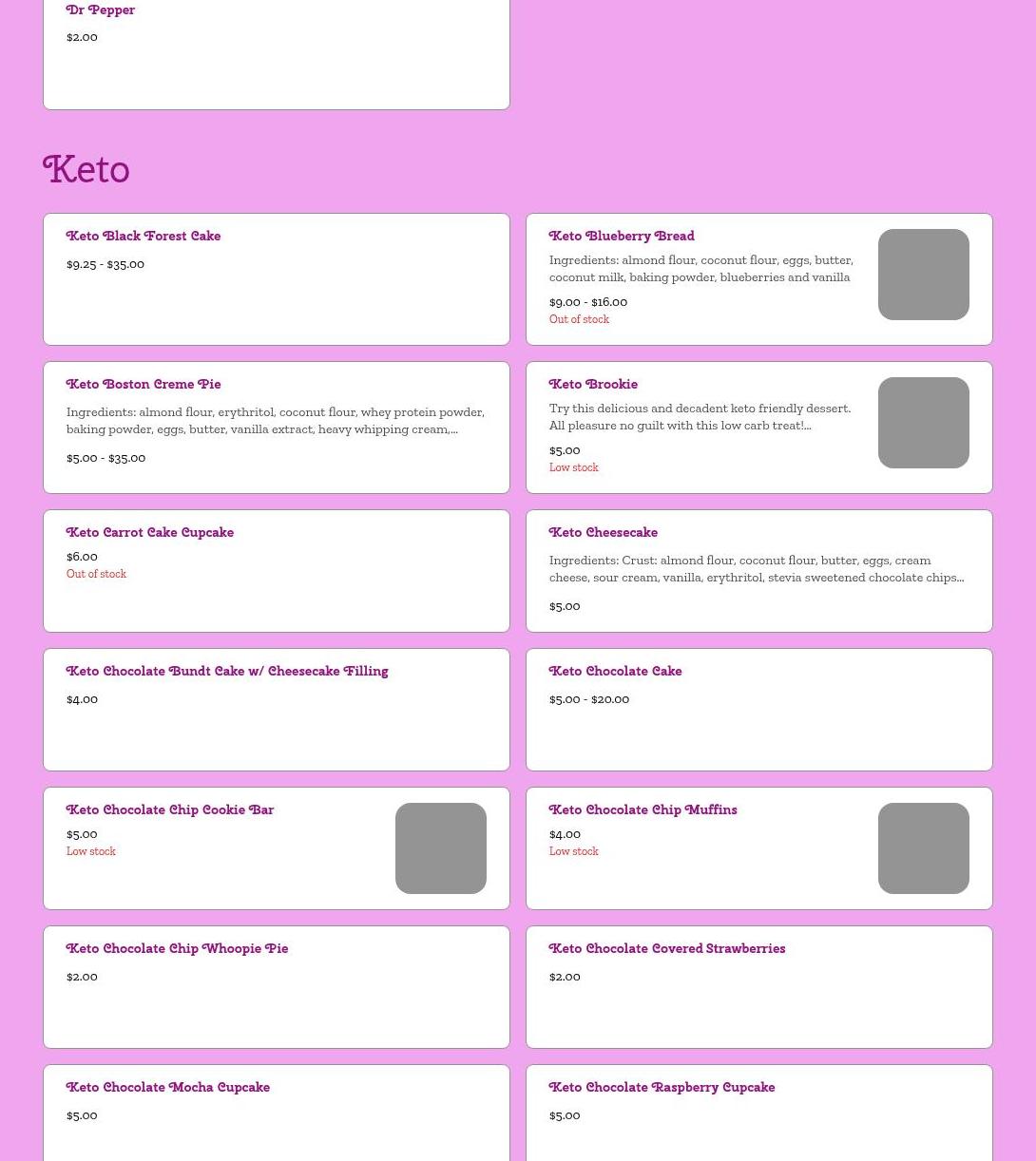 The Crazy Apron, LLC Menu