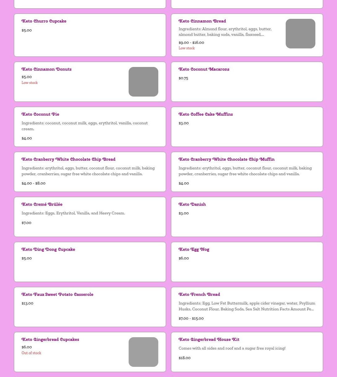 The Crazy Apron, LLC Menu