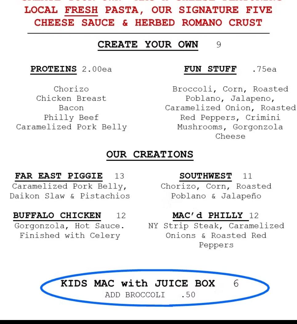 Mac’d Out Menu