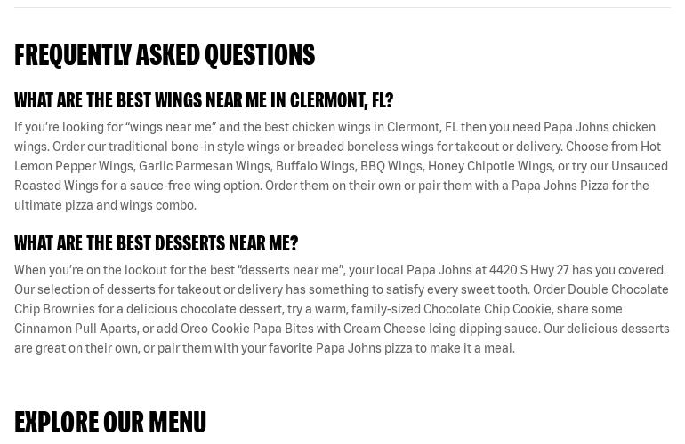 Papa Johns Pizza Menu