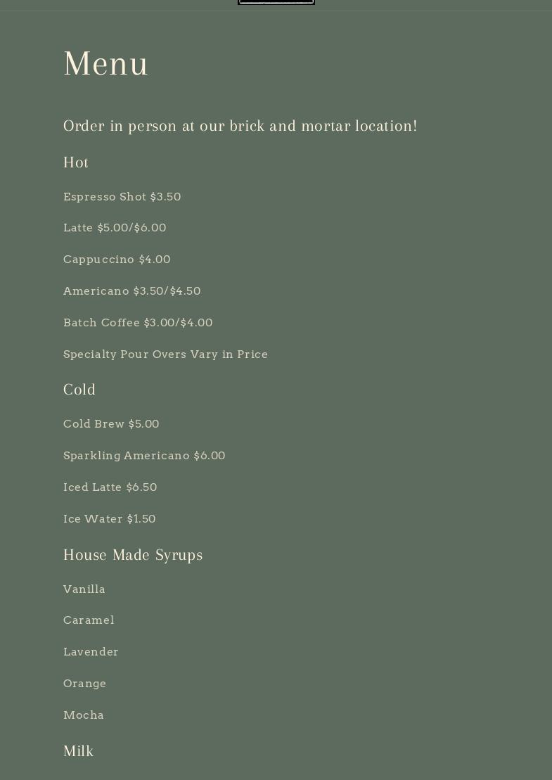 Gurch Coffee Co Menu
