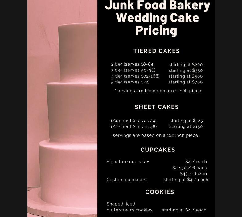 Junk Food Bakery Menu