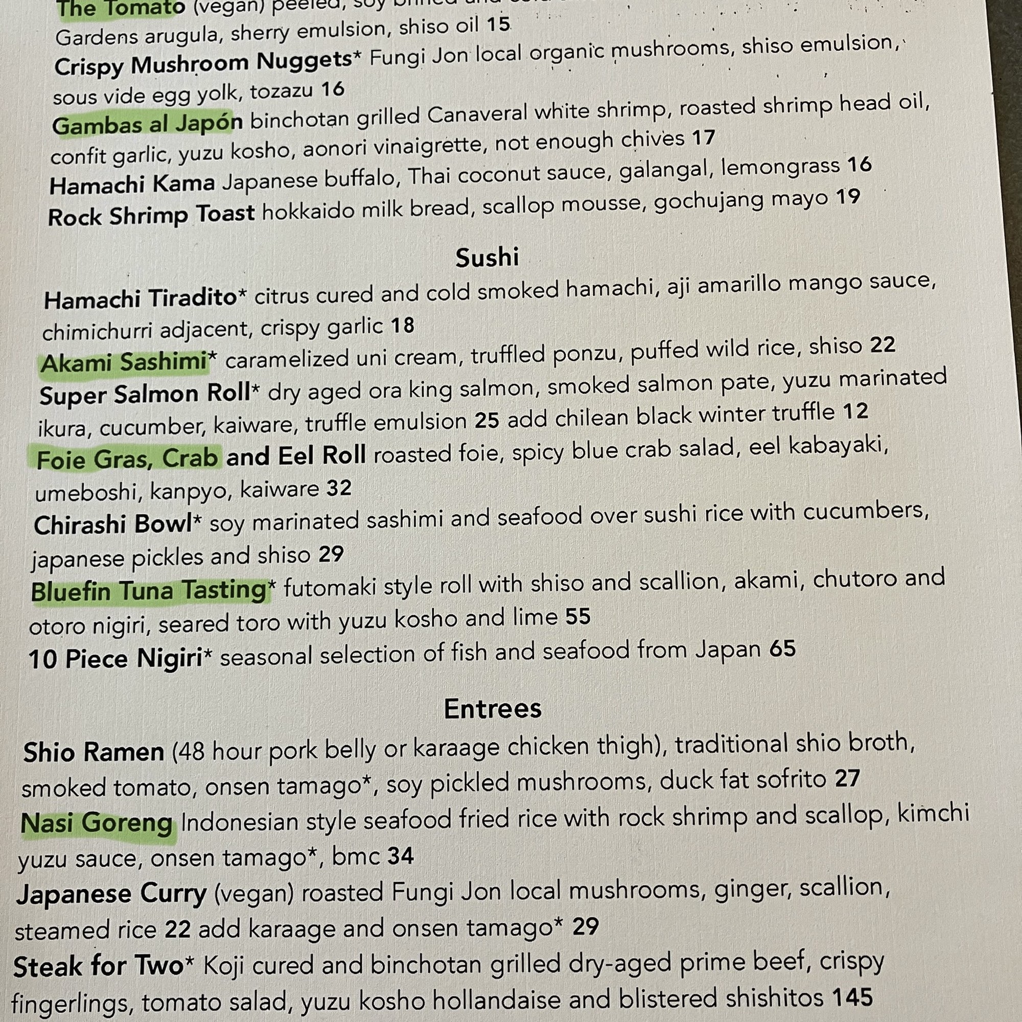 koko japanese pub Menu