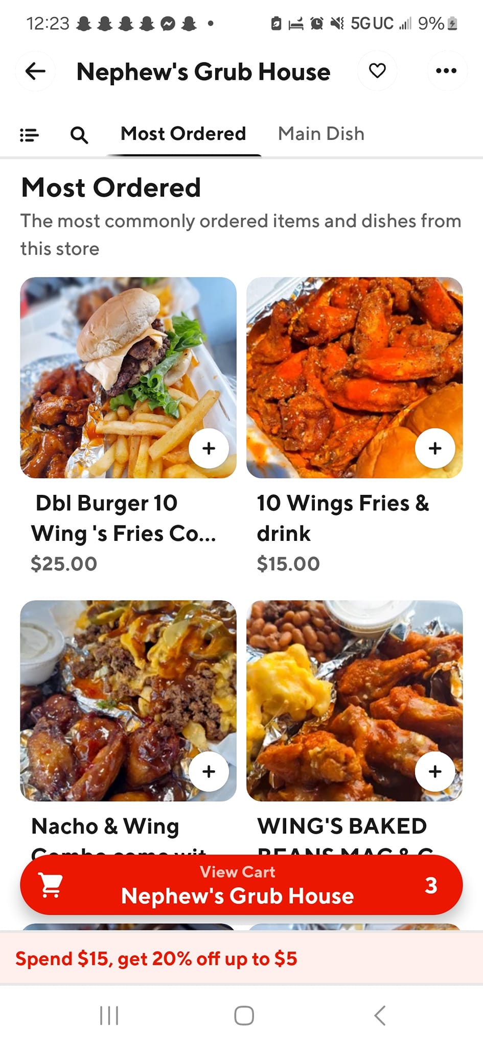 Nephew's Grub Shack Menu