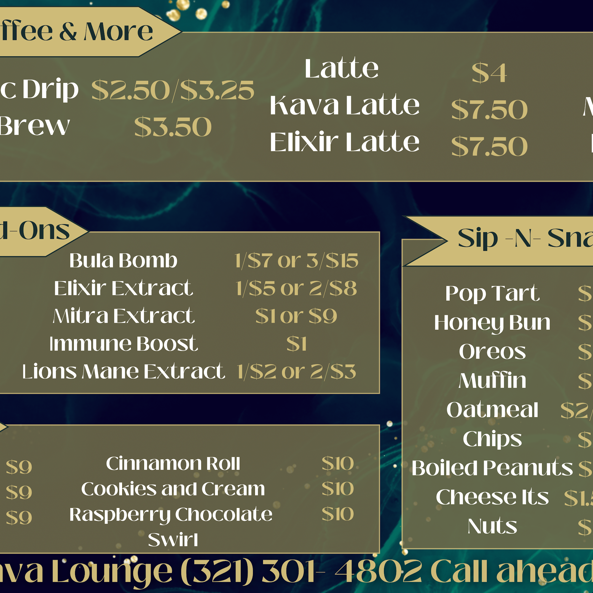 Chameleon Kava Lounge Menu