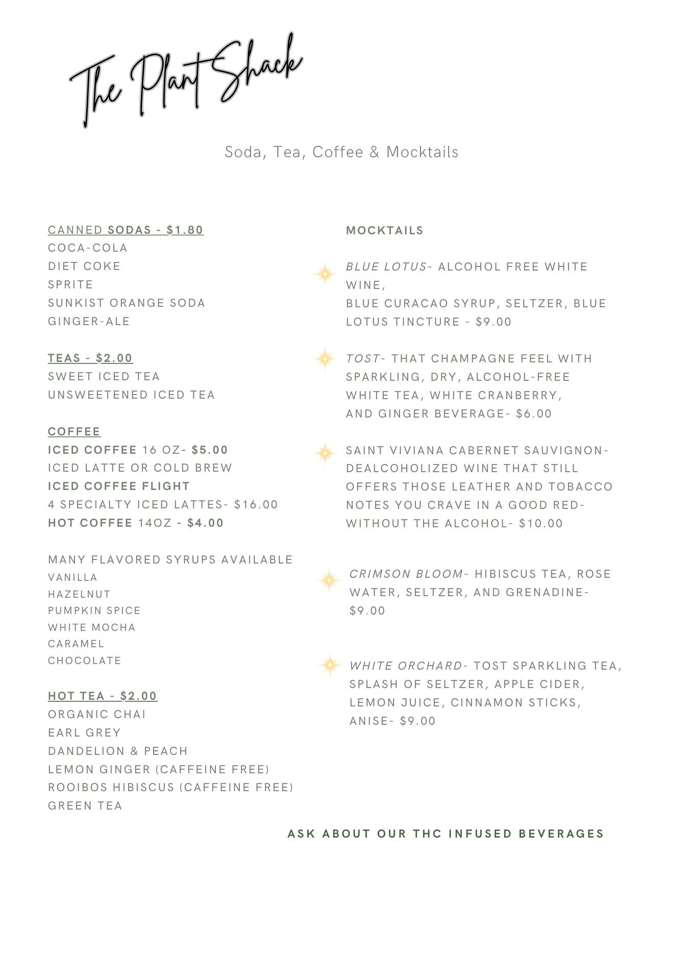 The Plant Shack Menu